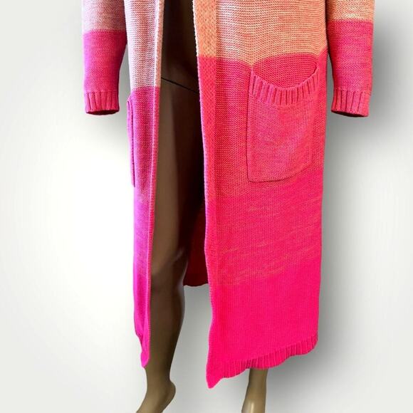 Torrid Long Open Cardigan Duster Sweater Long Sleeves Slouchy Size L Pink Ombre - Picture 6 of 15